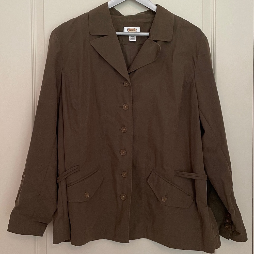 Talbots Olive Brown Light Jacket 16w - image 1